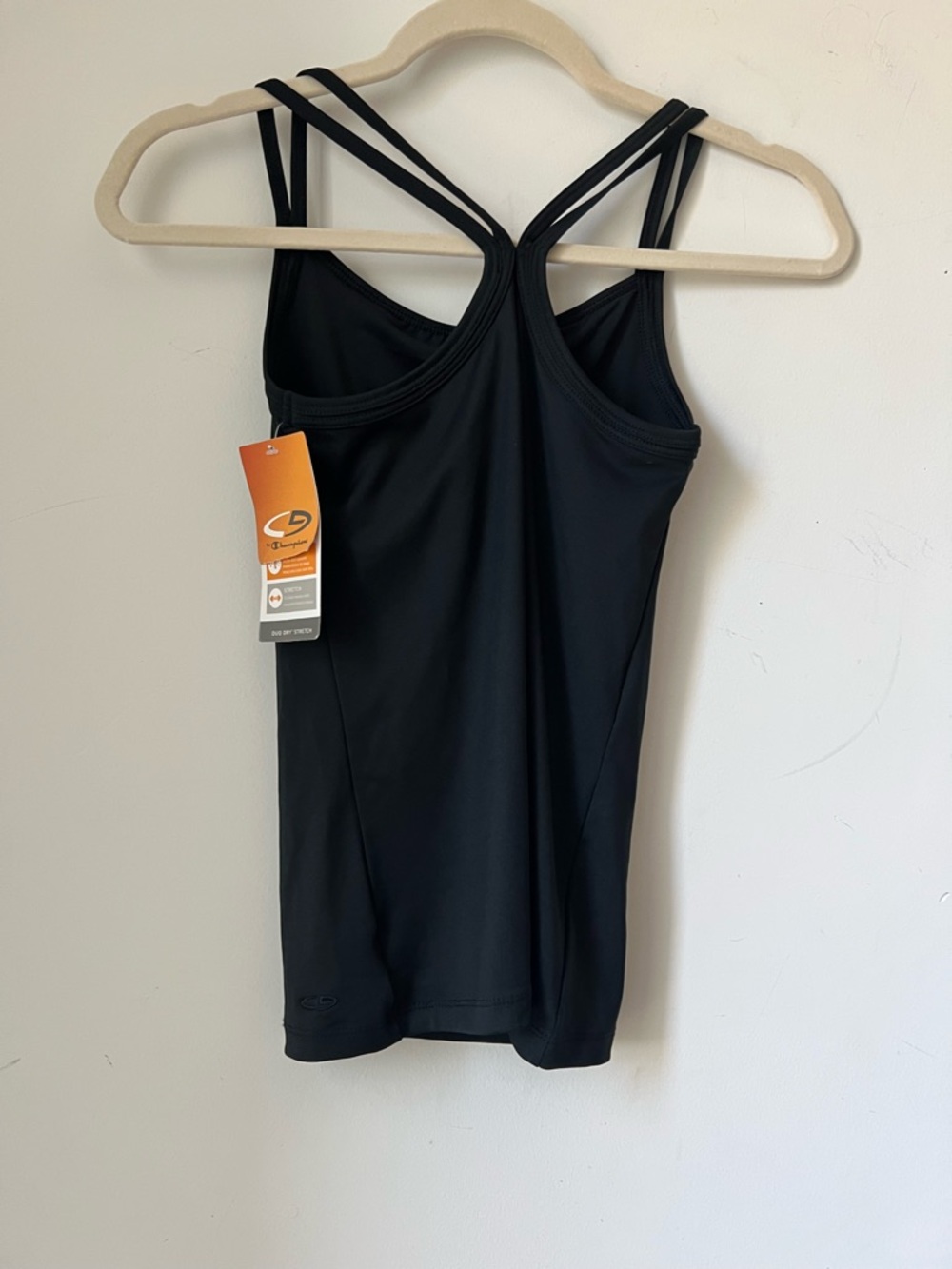 Champion Duo Dry Strappy Athletic Tank Top Black XS Built-In Support NWT - Picture 4 of 4